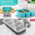 thumbnail image 6 of Silicone Freezer Tray with Lid - 1 Cup Silicone Food Freezers Tray - Large Ice Cube Freezer Molds - Soup Sauce leftovers Homemade Meal Prep Freezing Kitchen Storage Containers - Aqua - 4-Pack, 6 of 7