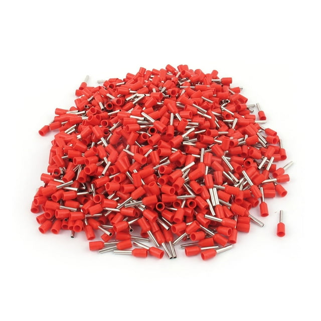 1000 Pcs Terminal de extremo de cordón crimpado aislado Bootlace Ferrule Rojo E1008 18AWG 1.0mm2