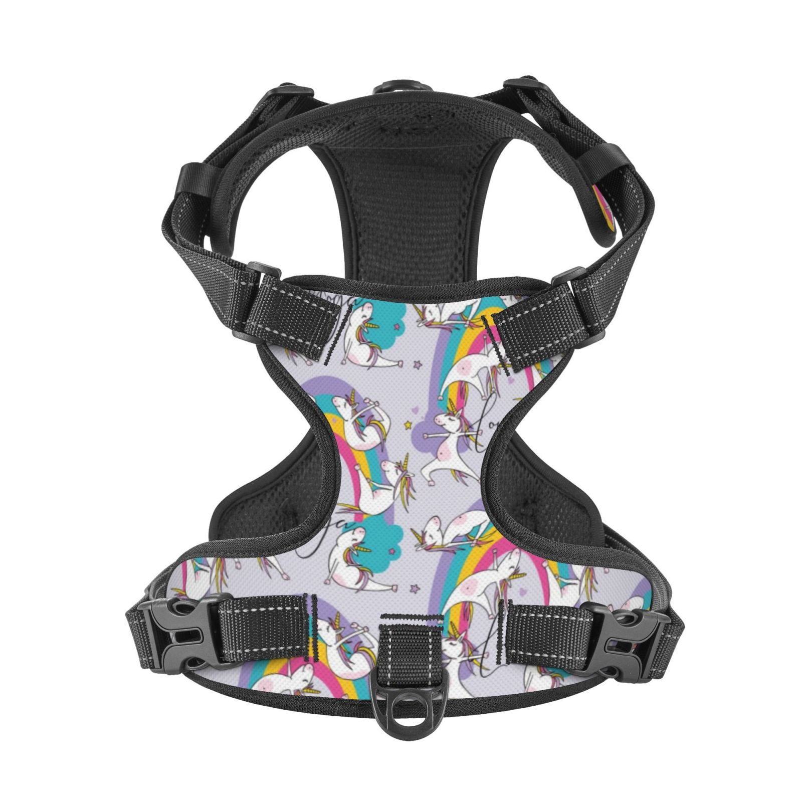 Kdxio Unicorn DoingYoga Print No Pull Dog Harness Adjustable Reflective Oxford Easy Control Medium Large Dog Harness for Training and Everyday-X-Large