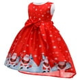 thumbnail image 4 of Girls Christmas Dress Red Swing Long Sleeve Dress Printed Tea-Party Xmas Dresses Casual A-Line Fall Dresses, White, 7 Years, 4 of 7