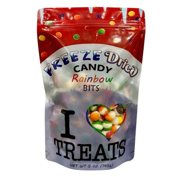 I Love Treats Freeze Dried Skittles Rainbow Candy Bits 5 oz Crispy Crunchy Delicious Candy