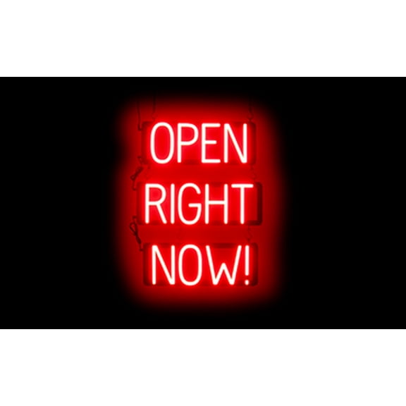 SpellBrite OPEN RIGHT NOW! LED Sign for Business. 18.1" x 23.8" Red OPEN RIGHT NOW! Sign Has Neon Sign Look With Energy Efficient LED Light Source. Visible from 500 Feet, 8 Animation Settings.