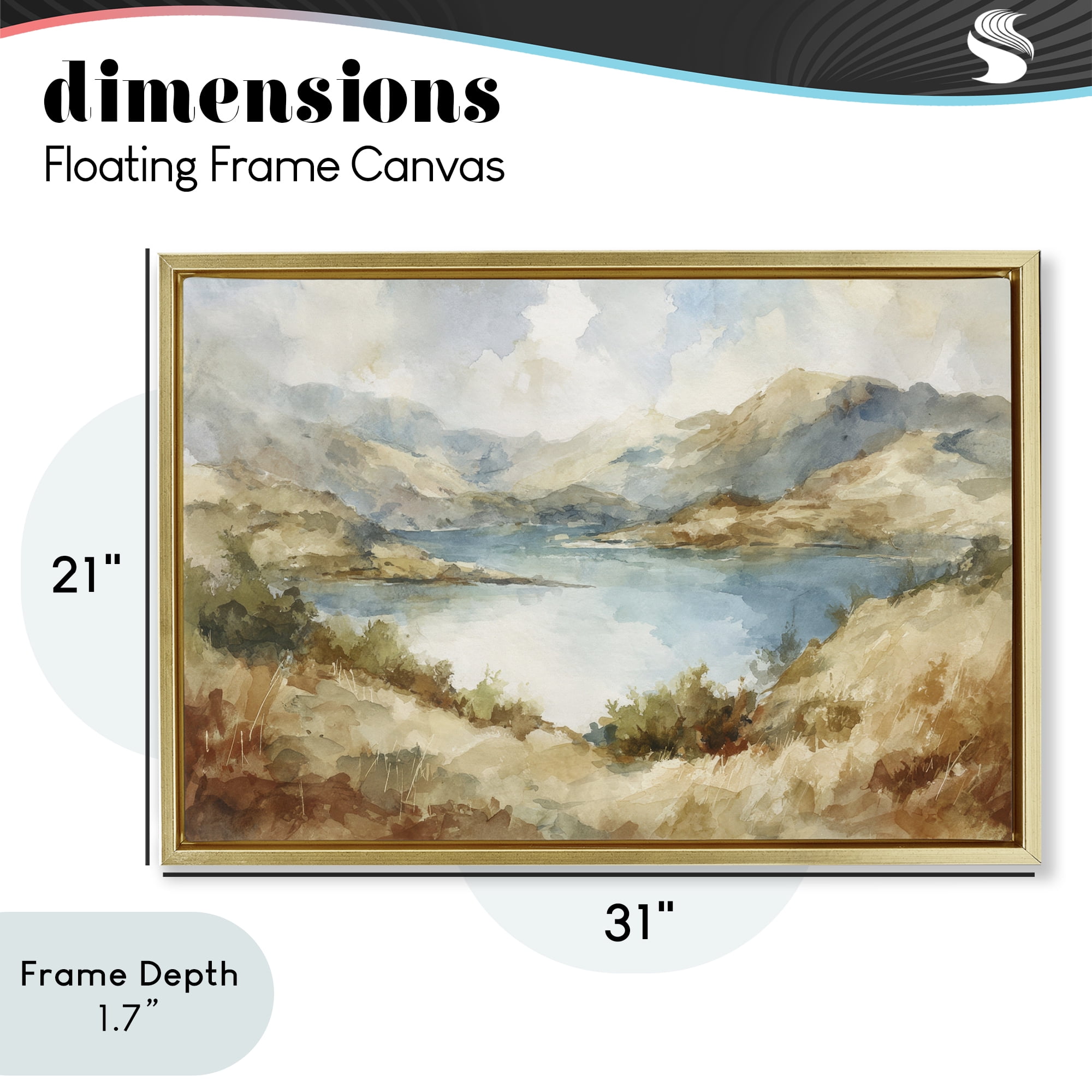 Stupell Industries Secret Mountain Lake Panorama Gold Framed Floater Canvas Wall Art, design by Petal Prints Design