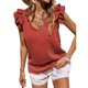 thumbnail image 1 of Camiseta sin mangas con hombros descubiertos y cuello en V para mujer, chaleco sin mangas de verano de color puro para uso diario, 1 of 6