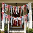 thumbnail image 5 of Lypsnake 8.2FT Red White and Blue Patriotic Bow Banner, Stripe Solid Fabric Hand Tie Ribbon Garland,Reusable Hanging Bunting for Wall Porch Indoor Outdoor 250th Anniversary Memorial Day Layout, 5 of 7