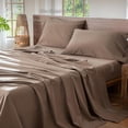 thumbnail image 2 of Ensemble de Draps en Coton Lavé Effet Lin, Respirant, Durable, Doux et Confortable (Orange Foncé Grand Lit), 2 of 6