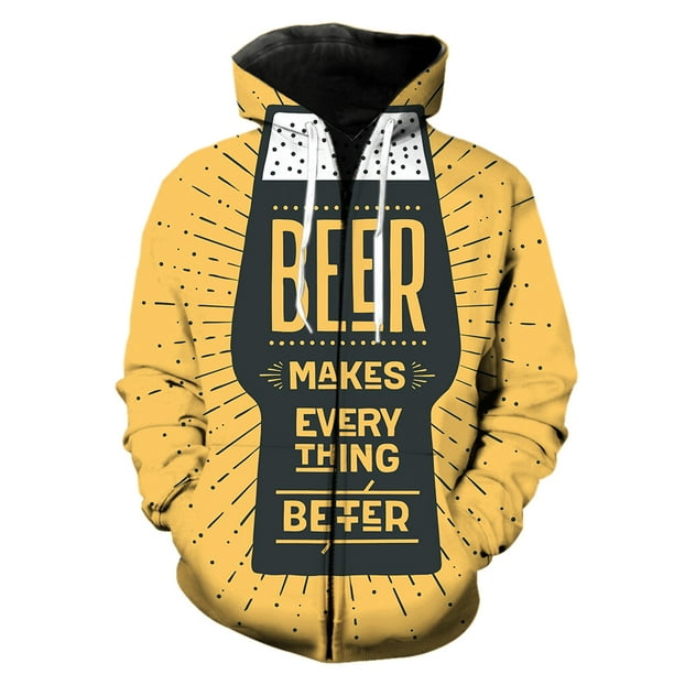 Sudadera con capucha y cremallera para hombre, diseño de festival de cerveza de dibujos animados, para adolescentes, con capucha, informal, unisex, divertida, de gran tamaño, estilo hip hop, con estam