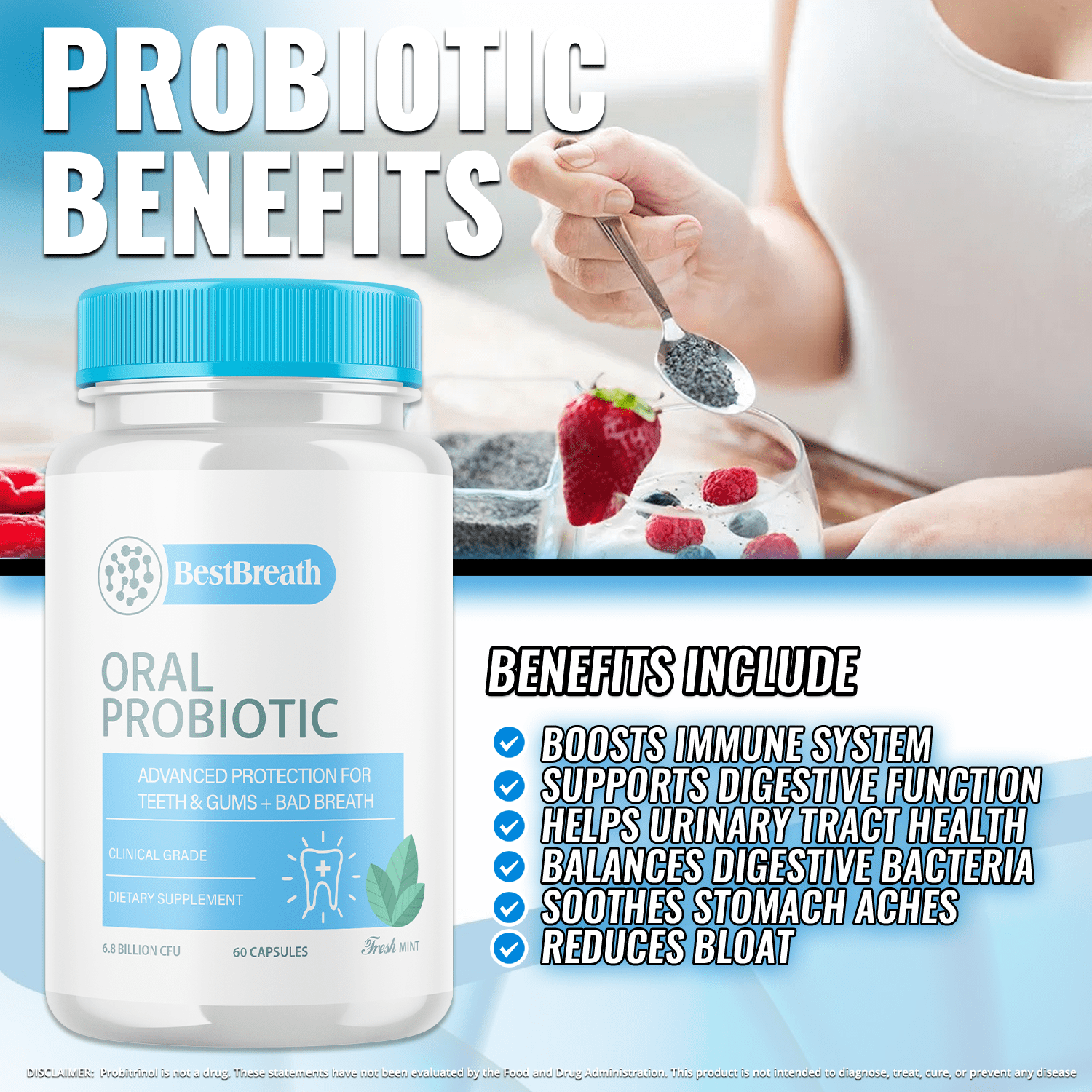 (5 Pack) Best Breath - Advanced Oral Probiotics Formula for Healthy Teeth and Gums, Fresh Breath, Ear, Nose, Throat, and Immune Health Supplement - 300 Capsules