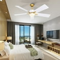 thumbnail image 2 of Dextrus 52in Modern White Gold Ceiling Fan with Light and and APP Control, Smart Ceiling Fan with 6-Speed 5 Blades, 2 of 10