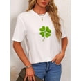 thumbnail image 2 of HEMITONG Women'S Casual Graphic T-Shirt Clover Short Sleeve Crew Neck Tee For Adult, Men, Women, Teen, Teenager, Adolescent, Youth, 2 of 6