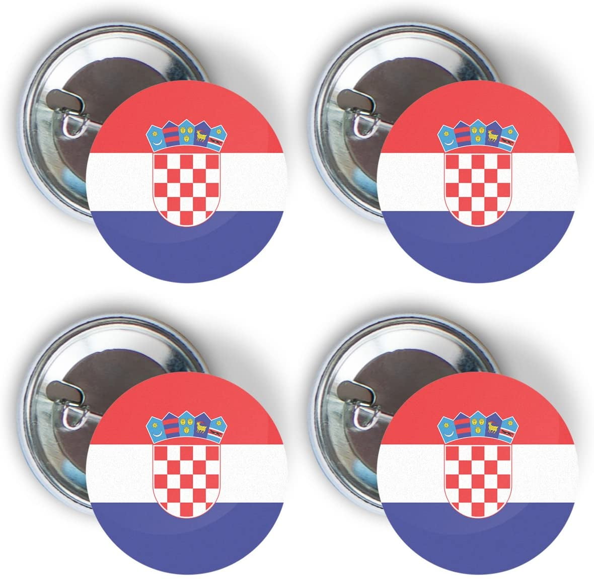 Croatia Four Pack of Flag Pin Back Badge Buttons 2.25inch Round