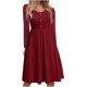 thumbnail image 1 of Vestido informal de color sólido con cuello en V y botones cómodos ajustados a la moda para mujer Pompotops  hdfakjf8081, 1 of 6
