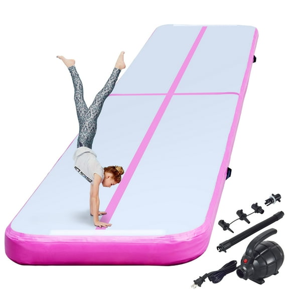 VEVOR Air Track, 20ft Inflatable Air Track Tumbling Mat with Electric Air Pump, 4in Thickness Tumble Track Mats for Gymnastics/Cheerleading/Yoga/Home Use, Pink