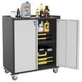 thumbnail image 2 of Garvee Metal Storage Cabinet with Lock, 35.43" Rolling Garage Cabinet W/Doors & Adjustable Shelves for Home, Office, Black/Gray, 2 of 9