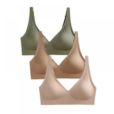 

Women Seamless Push up Bra Padded Soft Underwire T-shirt Bras - V Neck Soft and Light Basic Bras for Women Everyday Comfortable Bras(3-Packs)