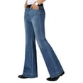 thumbnail image 2 of YM YOUMU Men Vintage 60s 70s Jeans Denim Bell Bottom Slim Fit Flared Pants Trousers, 2 of 5