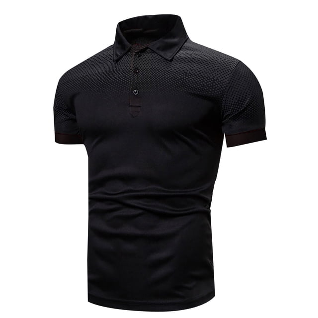 Polo Noir en Polyester pour Hommes, Mode Printemps et Été, Col à Revers, Manches Courtes, T-Shirt