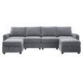 thumbnail image 5 of JUSTLET Modular Couches and Sofas Sectional with Storage, U Shaped Chenille Sectional Couch with Cup Holders and Reversible Chaises, 6 Seat Sectional Sofa for Living Room, Gray, 5 of 9