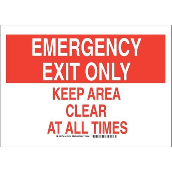 Emergency Exit Sign, Brady, 123790, 10"Hx14"W