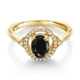 thumbnail image 2 of Gem Stone King 1.44 Ct Oval Black Sapphire 18K Yellow Gold Plated Silver Ring (Size 5), 2 of 4