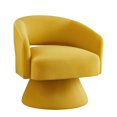 thumbnail image 5 of Hassch Velvet Swivel Barrel Chair, 360 Degree Upholstered Accent Armchair with Sloped Arms and Ergonomic Backrest, Modern Single Chair for Living Room Bedroom (Yellow), 5 of 7