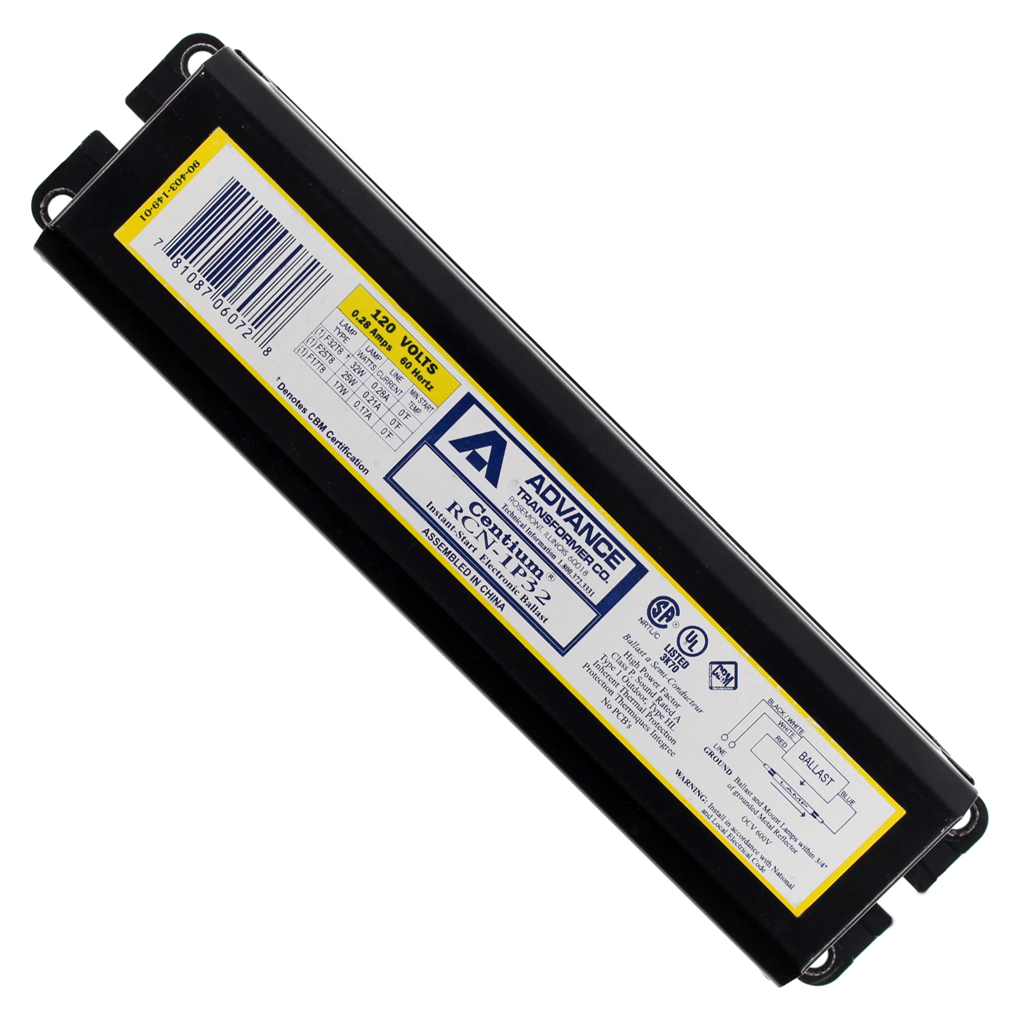 Advance RCN1P32 InstantStart Electronic Ballast, 1Lamp, F32T8, 32W