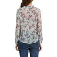 thumbnail image 4 of MODA NOVA Juniors Ruffle Collar Long Sleeve Button Down Floral Shirt Light Blue XL, 4 of 7