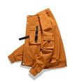 thumbnail image 4 of Lightweight Jacket Men Zip up Bomber Water Resistant Jackets Solid Color Cargo Varsity Coat Stand-Up Spring Fall Windbreaker Baseball Ribbed Sleeve Street Tactical Overcoat, 4 of 4