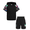 Black Graphic Print, variant on Boys 2 piece outfits Letter Graphic Colorblock Short Sleeve Hoodie Short Sets
