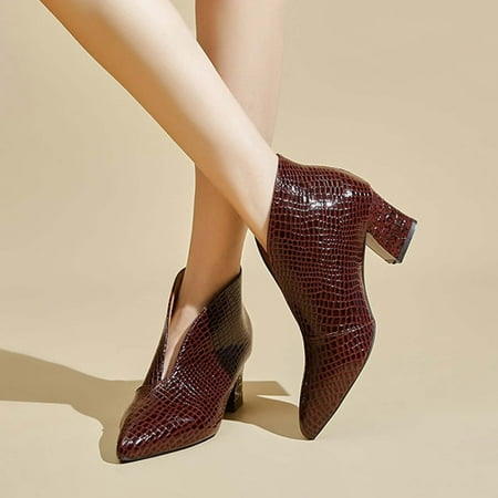 

Women s Fashion Winter Fall Boots Chunky Heel High Heel Slouchy Pointed Toe Short Boots