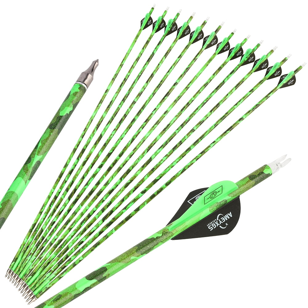 Archery Camo Carbon Hunting Arrows for Compound Recurve Bow Practice Target