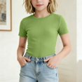 thumbnail image 2 of CFXNMZGR Toddler Tee T Shirt Fashion Casual Crewneck Short Sleeve Tops Tee for Girls (Light Green,7-8 Years), 2 of 5