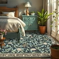 thumbnail image 3 of FairOnly 9'x12'Botanical Garden Washable Rug Bird & Fruit Non Slip Carpet for Boho Living Rooms Low Pile Stain Resistant Floor Cover for Bedroom Kitchen,Dark Blue, 3 of 7