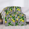 thumbnail image 3 of Honeii Lemons on Striped print throw blanket, crafted from cozy cotton flannel, offers versatile home decor as a bedding suitable for all seasons.-, 3 of 6