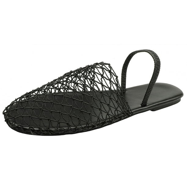 Zapatos Bailarina Huecos Sandalias Planas Malla para Mujer Con Correa Playa Al Aire Libre