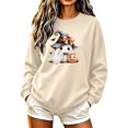 thumbnail image 2 of HomeDM Halloween Long Sleeve Sweatshirts Pumpkin Graphic Pullover Tops Crew Neck Cute Ghost, 2 of 6