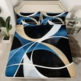 thumbnail image 2 of Manfei Modern Minimalst Bed Sheets for Adult, Circle Stripes Ombre King Sheets, Abstract Geometric Sheet Set, Luxury Bedroom Decor, 4 Pieces, 2 of 7
