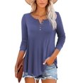 thumbnail image 4 of Traleubie Plus Size Tunic Tops Long Sleeve Casual Floral Printed Henley V Neck Shirts for Women M-4XL, 4 of 8