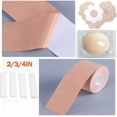 

Boob Tape Boobytape for Breast Lift，Breast Lift Tape for Large Breasts with Reusable & Silicone Nipple Covers Adhesive Bra Achieve Lift and Push Up Suitable for A-G Cup Beige