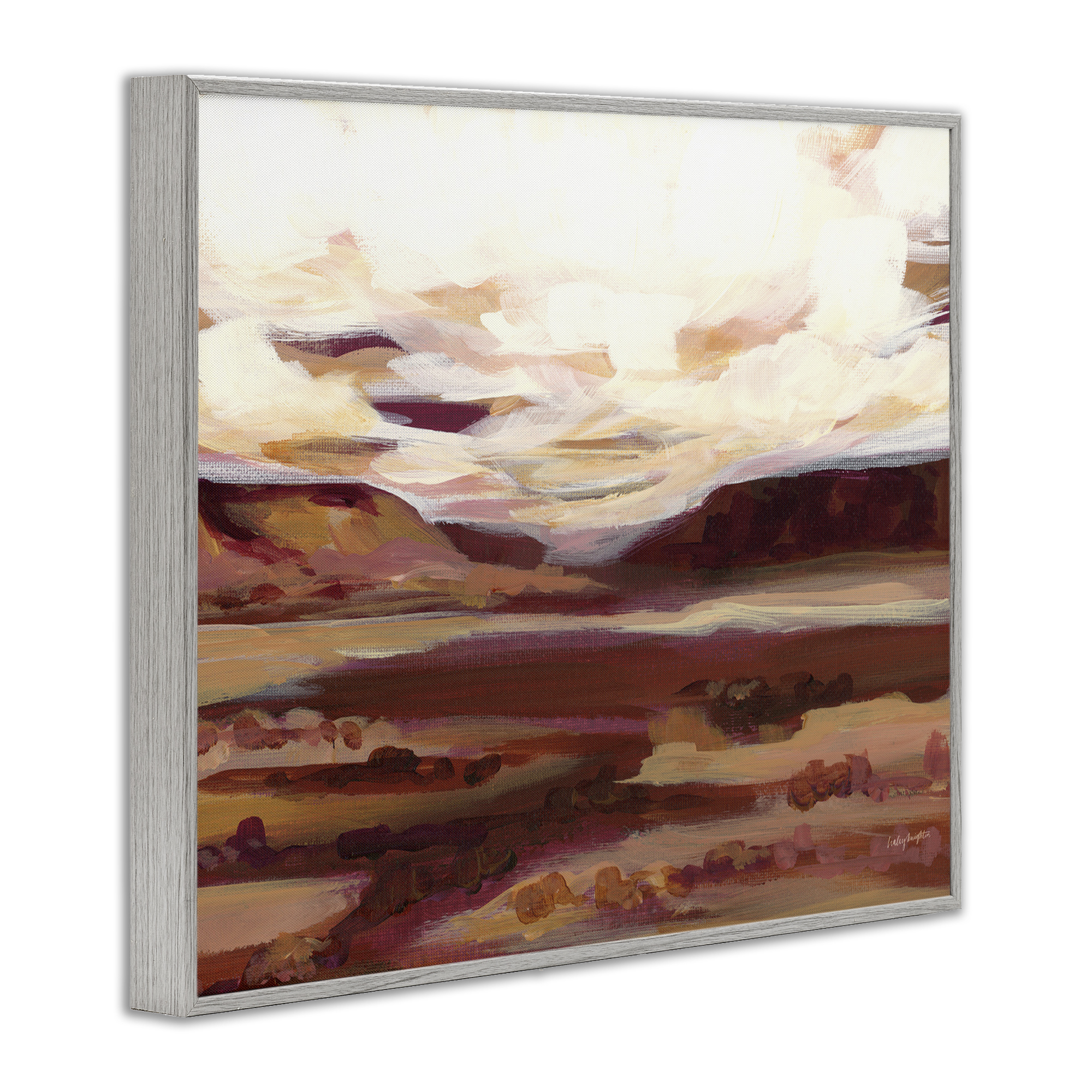 Stupell Industries Canyon Mesa Landscape Landscape Painting Gray Framed Art Print Wall Art, 30 x 24