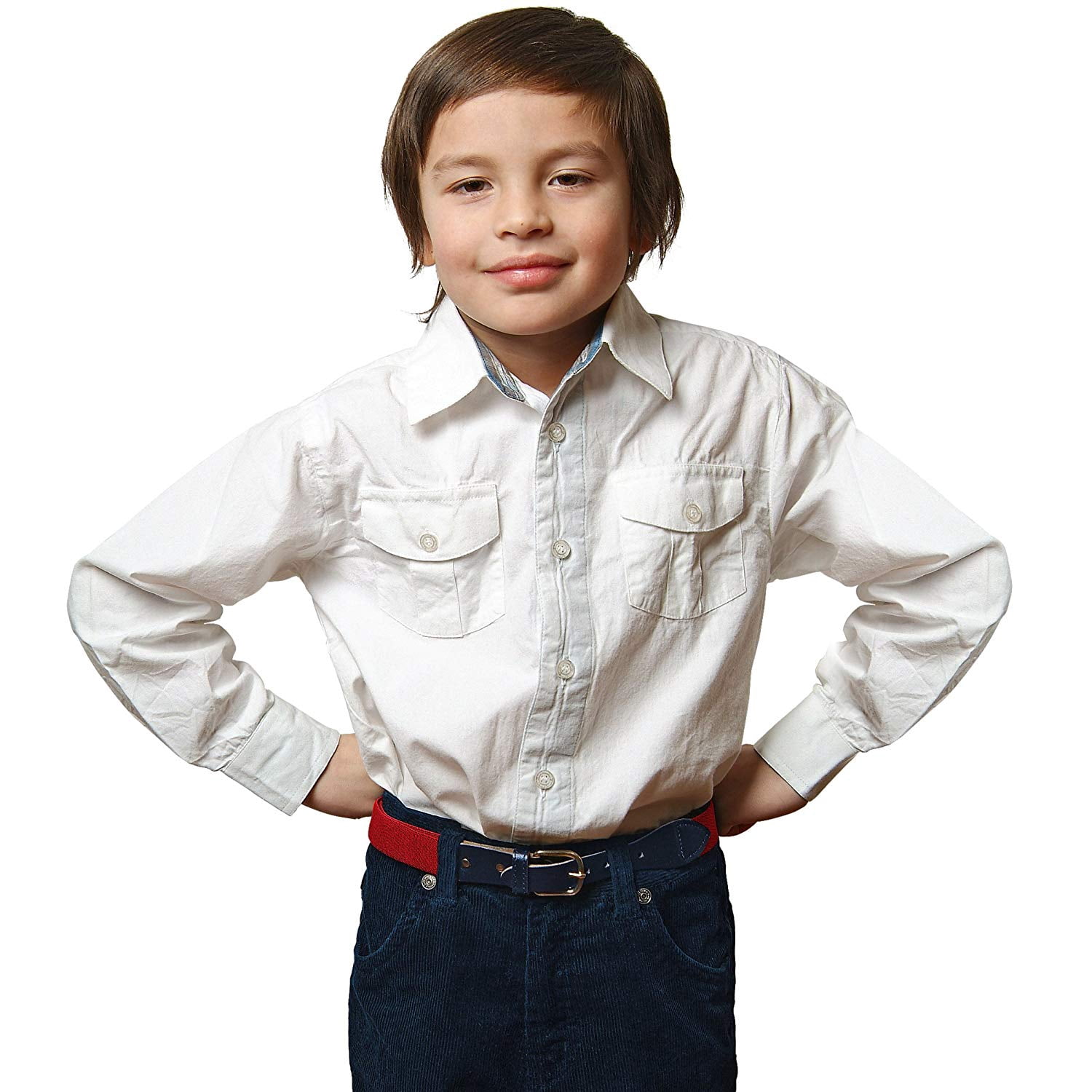 Hold'em Kids Elastic Adjustable Strech Belt with Leather Closure for Male - Red