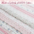 thumbnail image 4 of Cozy Line Shabby Chic Floral Ruffle Stripe 100% Cotton Reversible Quilt Set with Decorative Pillow (Pink, King - 4 Piece), 4 of 6
