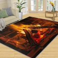 thumbnail image 3 of Flame Rug Burning Fireplace Bedroom Rugs Firewood Flames Area Rug Non Slip Printed Low Pile Indoor Floor Carpet for Home Decor-2' x 3', 3 of 6