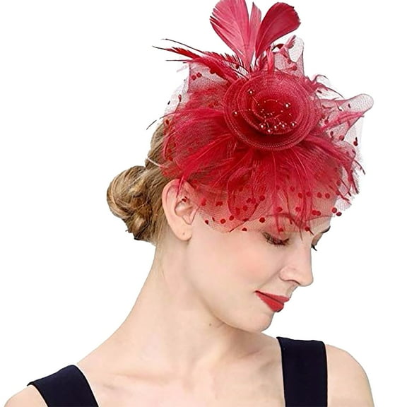 Baberdicy Fascinators Hats for Women Fascinators for Women Tea Party Headband Hat Mesh Feathers Hair Clip for Wedding Cocktail And Church