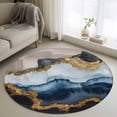 thumbnail image 2 of Navy Blue Brown Large Area Rugs for Bedroom Living Room, Soft Non Slip Carpet Bedside Rug, Luxury Modern Art Abstract Round Floor Cover Kitchen Accent Rug 3' for Dining Room/Office, 2 of 9