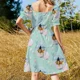 thumbnail image 5 of Vestido azul de manga corta con estampado de caramelos, vestidos de mujer, ropa de verano para mujer, vestidos casuales., 5 of 7