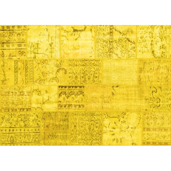 Ahgly Company Indoor Rectangle Patchwork Yellow Transitional Area Rugs, 8' x 12'