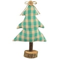 thumbnail image 2 of Plush Plaid Tree Christmas Decoration - 9.25" - Green and Beige, 2 of 7
