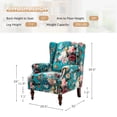thumbnail image 7 of Upholstered  Wingback Armchair Solid Rubber Wood Legs Transitional Home Living Room Bedroom Peacock, 7 of 7