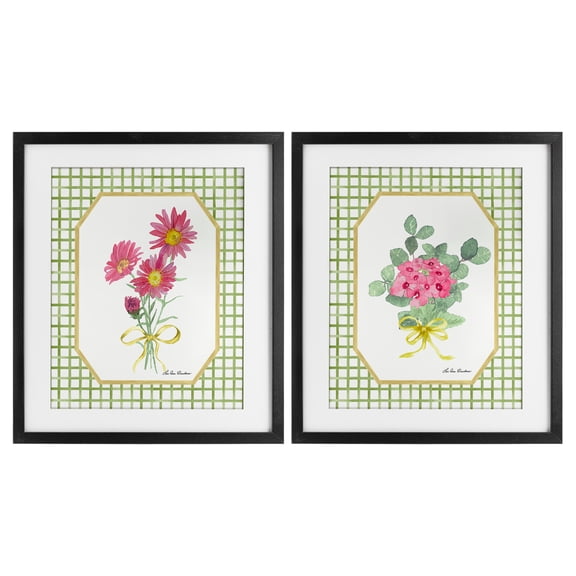 Cottage Botanical Story 2 Piece Black Framed Print Under Glass Set, design by Lee Ann Sanders